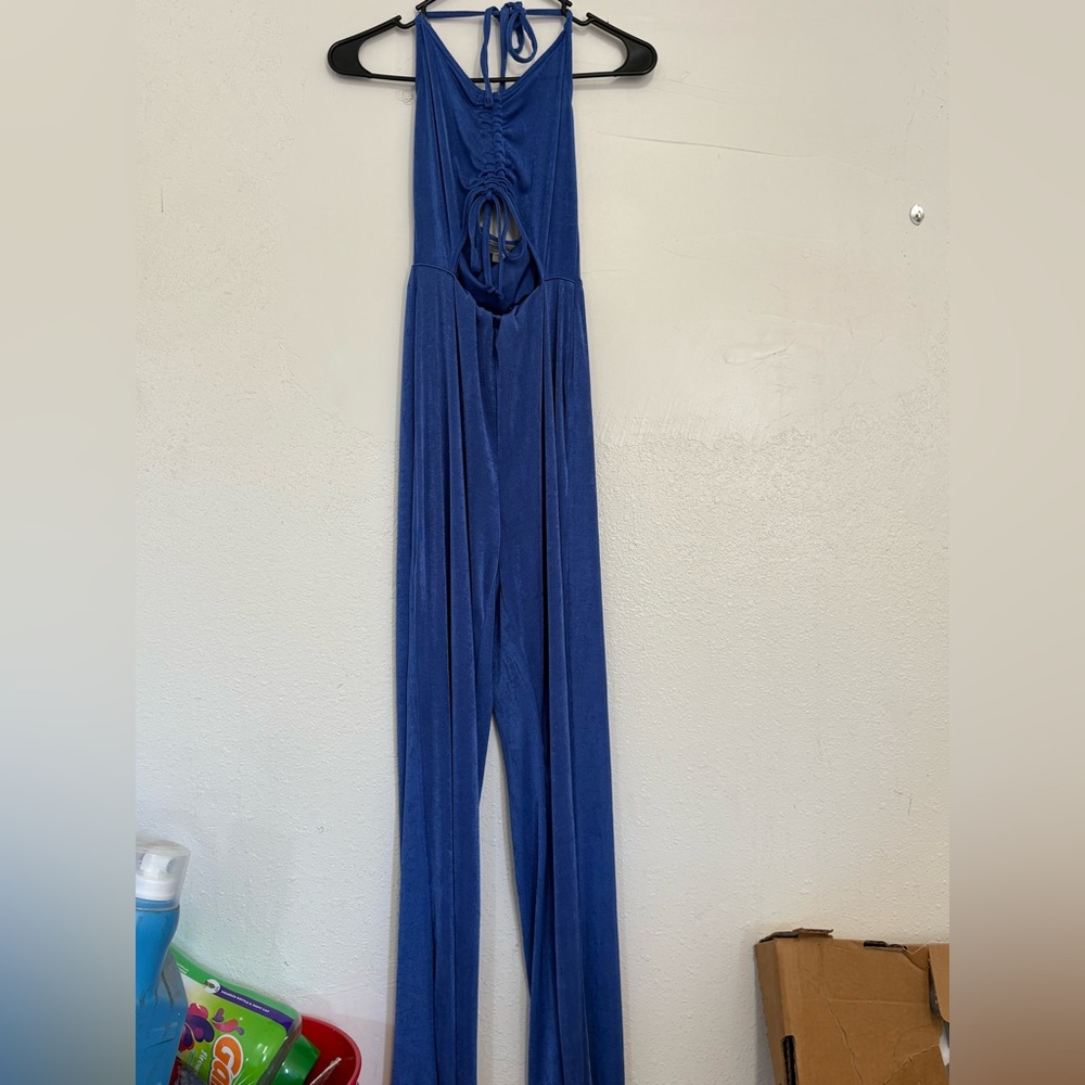 Chic Royal Blue Sleeveless Jumpsuit spandex material